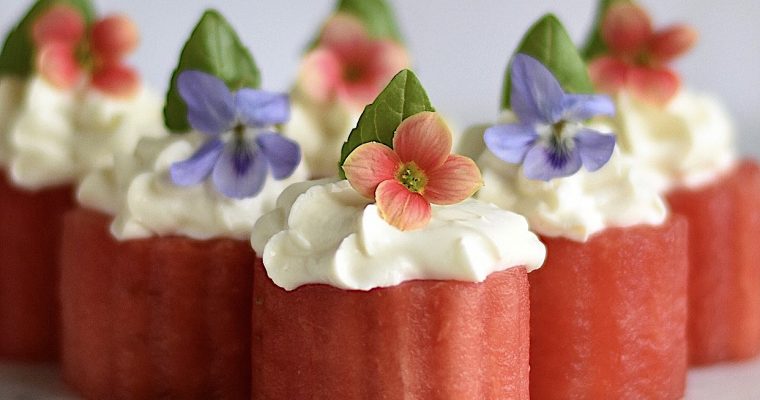 Melonbitar med fetakräm