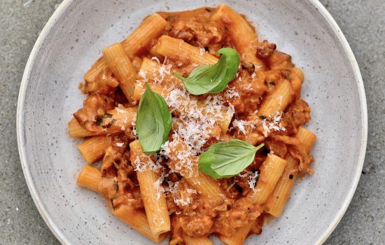 Pasta con Lonza di Maiale Affumicata